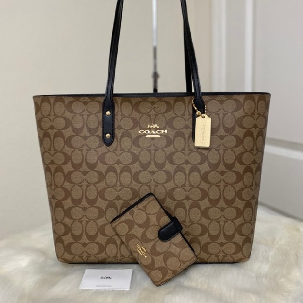 NEW Coach SET Town Tote Signature Canvas